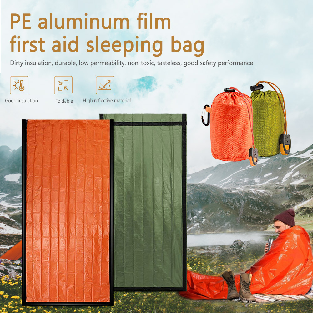 Bivy Bag Emergency - ถุงนอนกันความร้อนแบบพกพา แผ่นรองนอนแบบผ้านวม ฟิล์มอลูมิเนียม PE ให้ความอบอุ่น กันลม